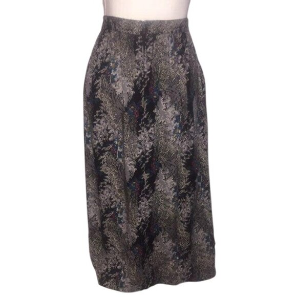 Vintage Code 7 New York Skirt Size 9 Black Gray Blue Red Tan Floral Pockets Used - Picture 10 of 12
